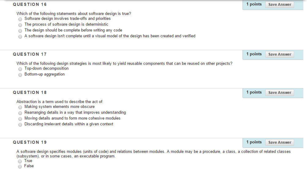 Solved SOFTWARE DESIGN / MULTIPLE CHOICE | Chegg.com