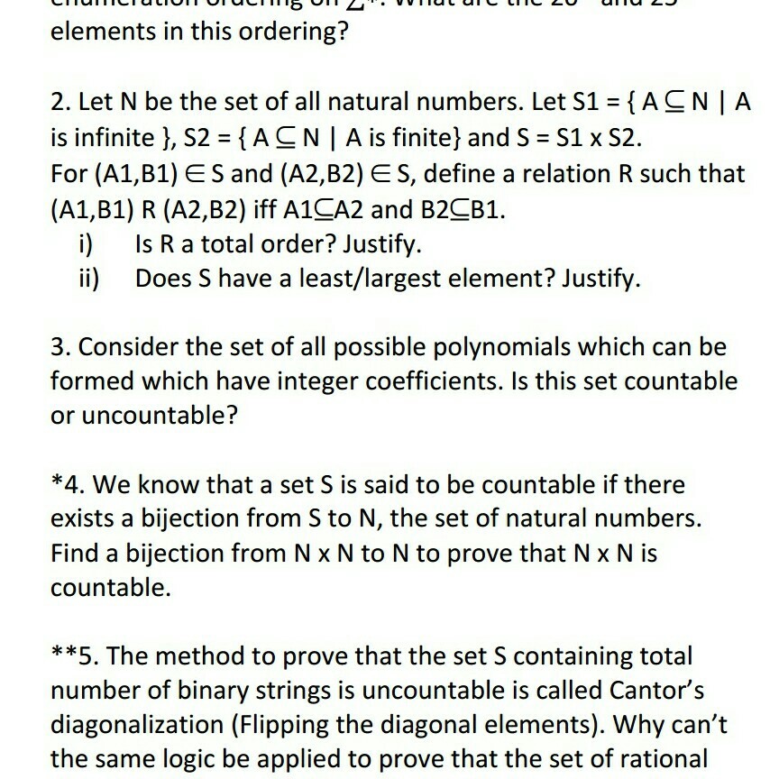 Solved Elements In This Ordering? 2. Let N Be The Set Of All | Chegg.com