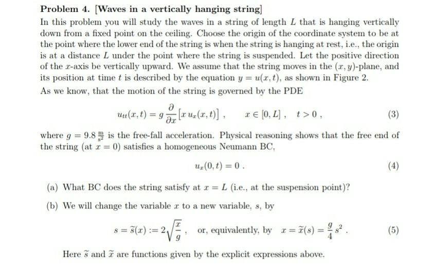 Solved Problem 4. [Waves in a vertically hanging string In | Chegg.com