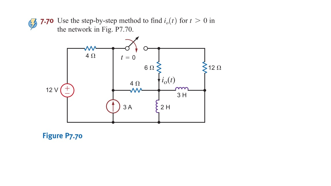 Solved 7.70 Use the step-by-step method to find i0 (t) for t | Chegg.com