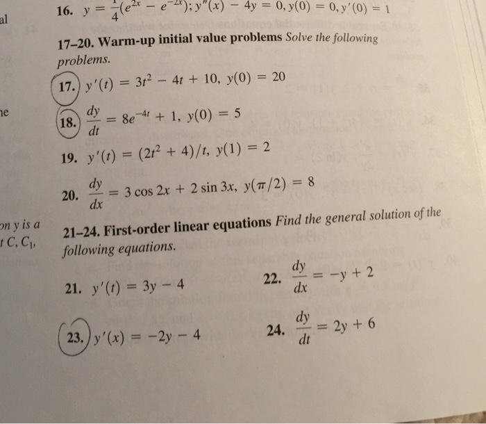 Solved Solve The Following Problems Y T 3t 2 4t