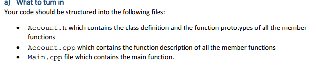 Solved Design a bank account class named Account that has | Chegg.com