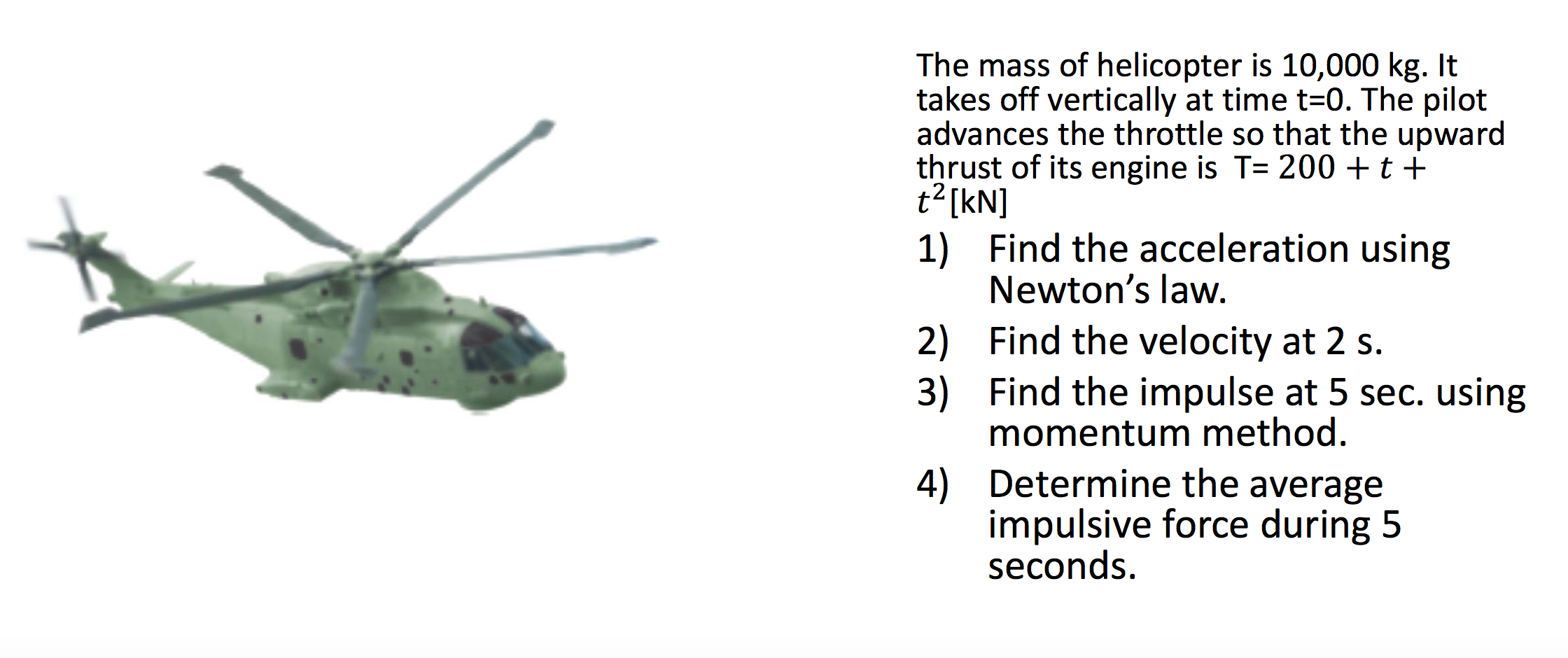 Solved The mass of helicopter is 10,000 kg. It takes off | Chegg.com