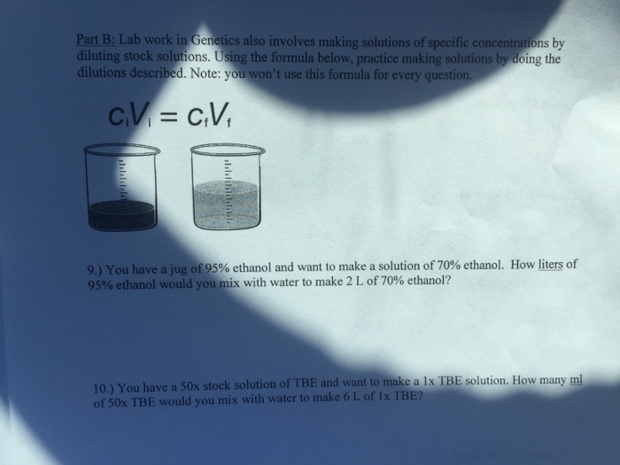 Solved Lab work in Genetics also involves making solutions | Chegg.com