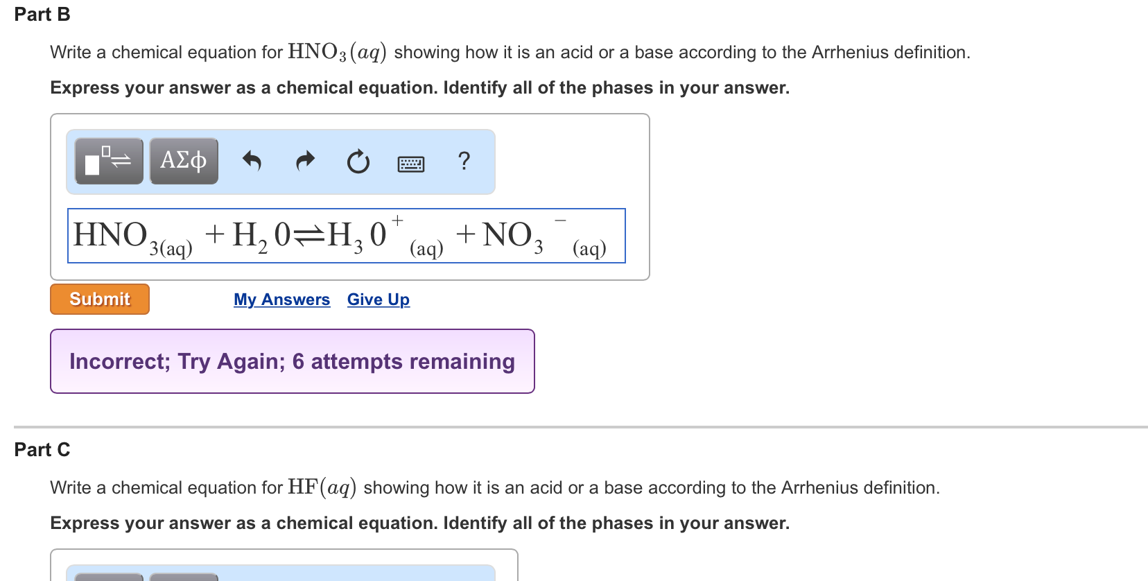 solved-write-a-chemical-equation-for-hno3-aq-showing-how-it-chegg