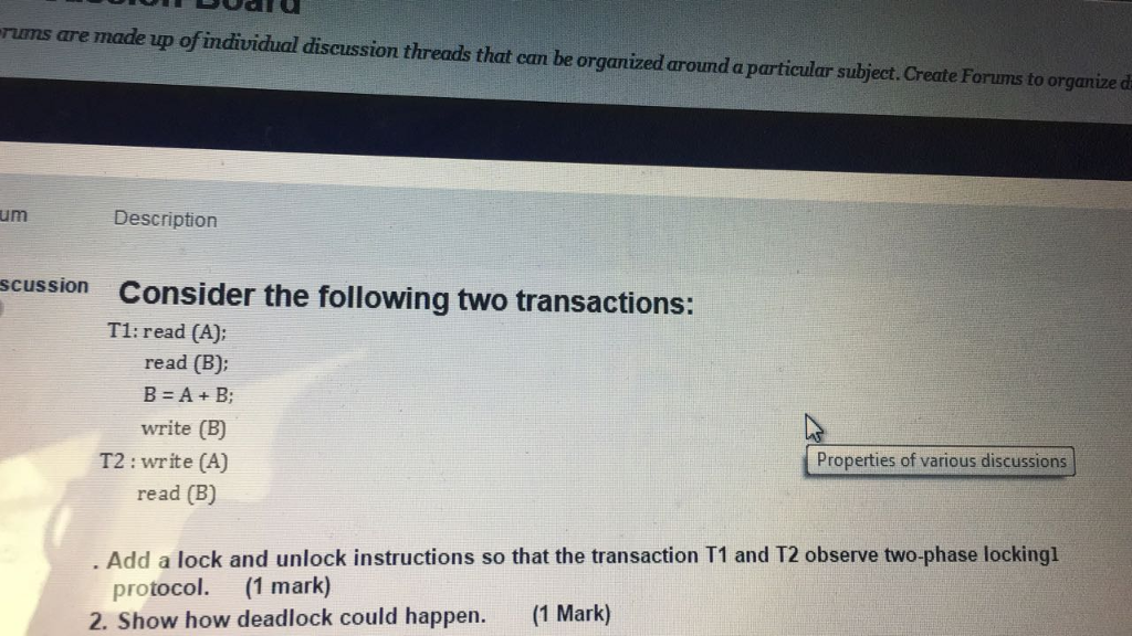 Solved Consider The Following Two Transactions: T1: Read | Chegg.com