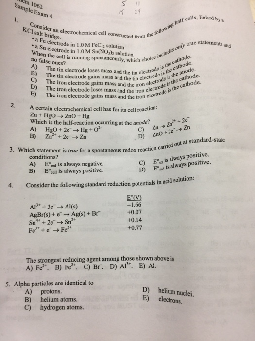 Solved Consider an electrochemical cell constructed from the | Chegg.com