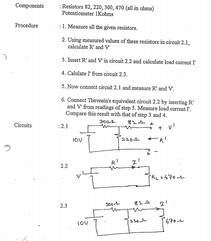 Solved Components Resistors 82, 220, 300, 470 (all in ohms)