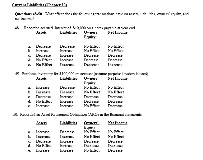 Solved urrent Liabilities (Chapter 13 Questions 4850. What