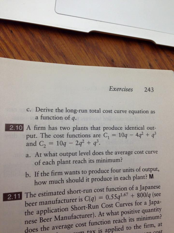 Solved Exercises 243 C Derive The Long run Total Cost Curve Chegg