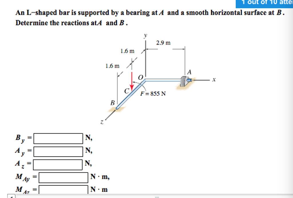 Solved An L-shaped Bar Is Supported By A Bearing At A And A | Chegg.com