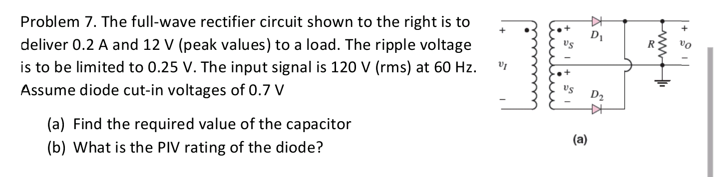 Solved The full-wave rectifier circuit shown to the right is | Chegg.com