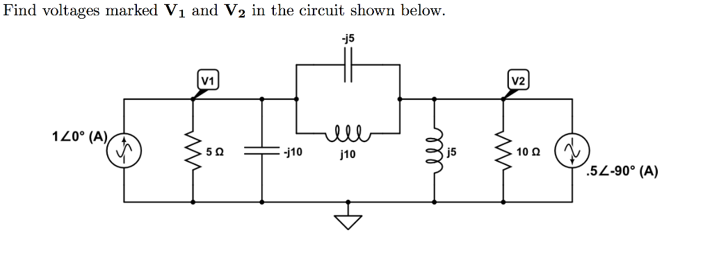 Solved Find Voltages marked V1 and V2 in a RCL circuit shown | Chegg.com