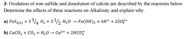 Solved Oxidation of iron sulfide and dissolution of calcite | Chegg.com