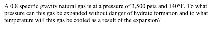 Solved A 0.8 specific gravity natural gas is at a pressure | Chegg.com