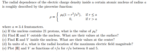 Solved The radial dependence of the electric charge density | Chegg.com