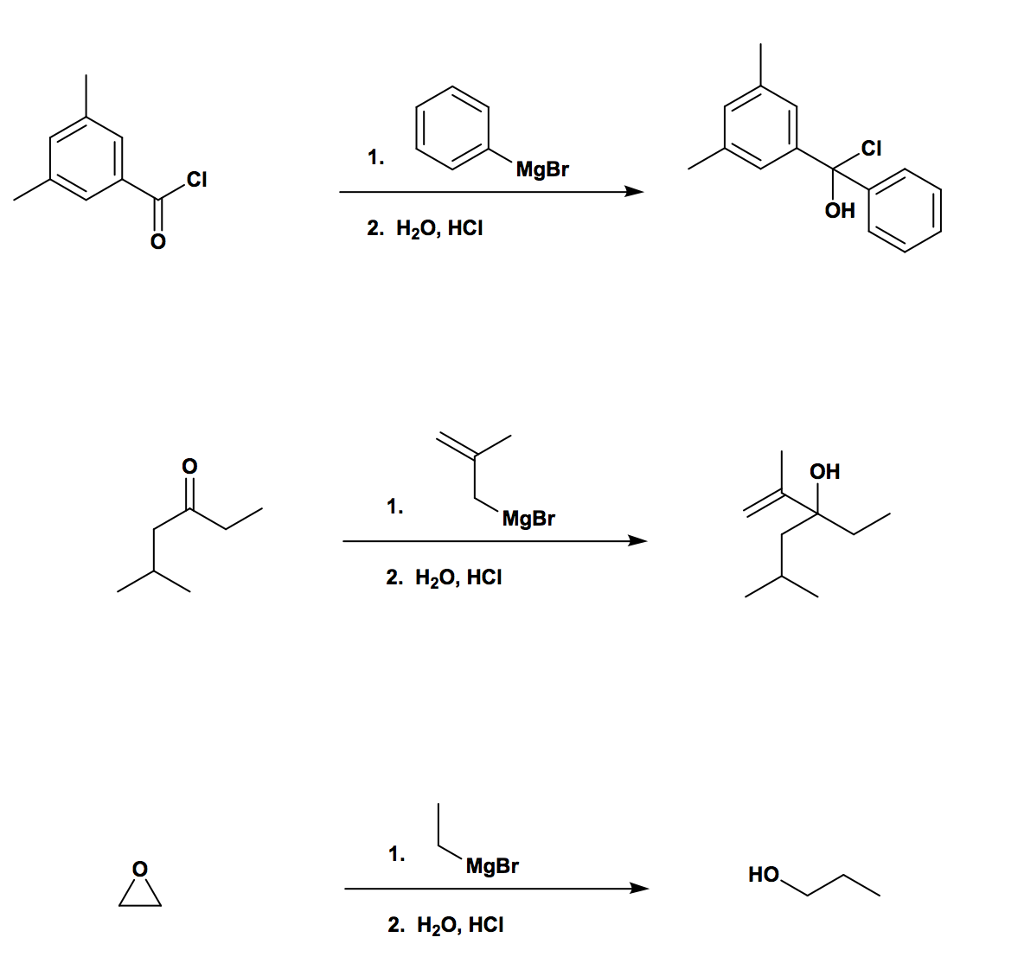 Solved Cll 1. MgBr CI 2. H20, HCI OHH 1. MgBr 2. H20, HCI 1. | Chegg.com