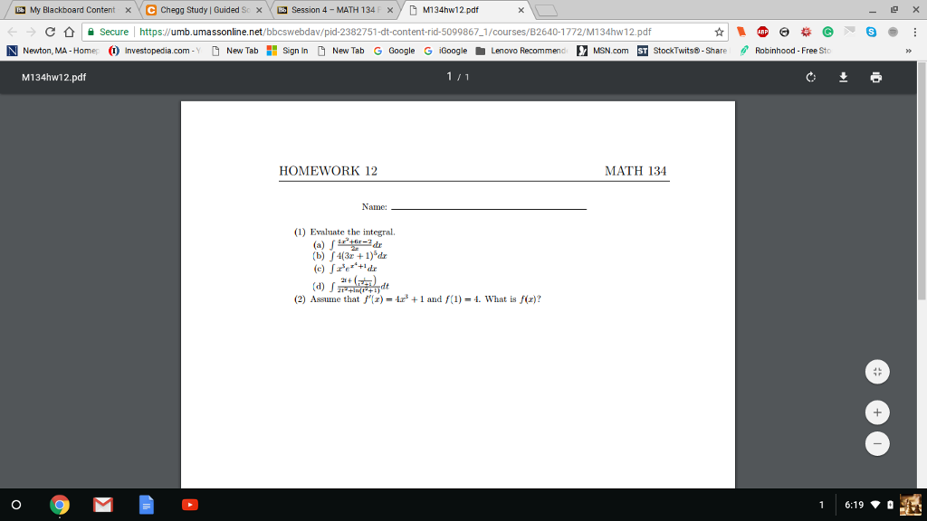 Solved My Blackboard Content XV e Chegg Study l Guided S × 、