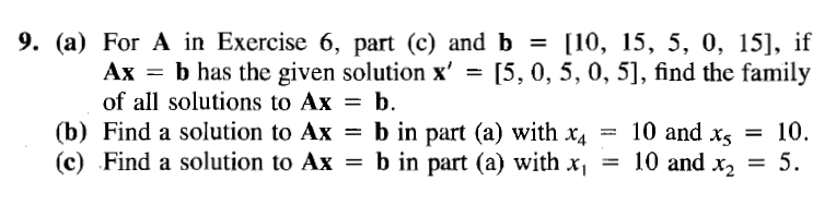 Solved For A In Exercise 6, Part ( C ) And B = [10, 15, 5, | Chegg.com