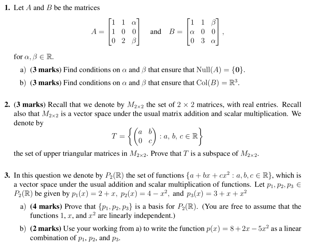 Solved 1. Let A And B Be The Matrices A1 0 0 And B-a 0 0 0 2 | Chegg.com