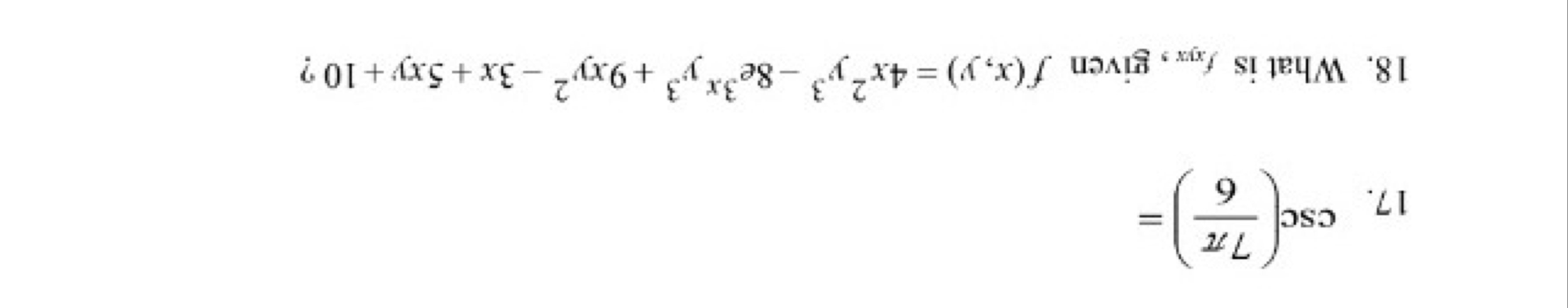 Solved csc(7pi/6)= What is fxyz,given | Chegg.com