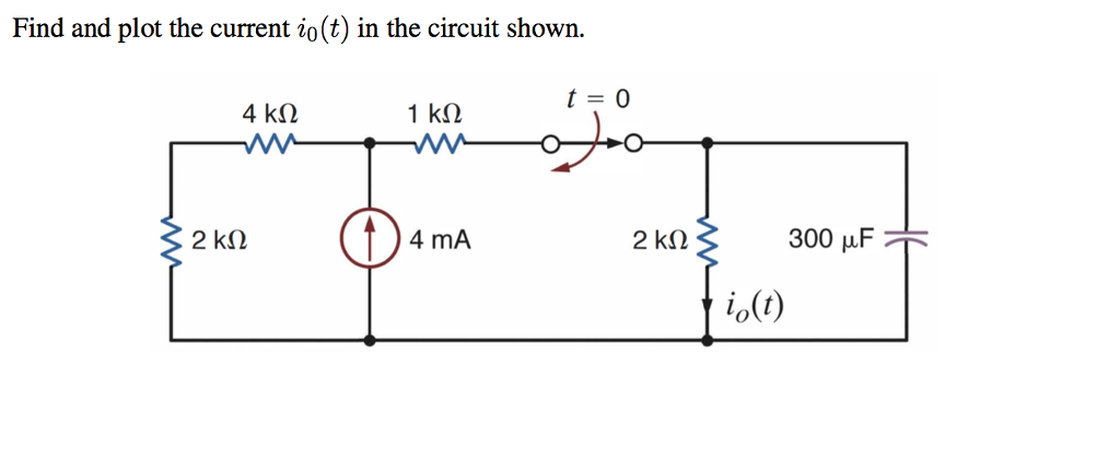 Solved Find and plot the current i_0 (t) in the circuit | Chegg.com