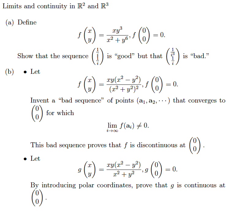 Limits and continuity in R2 and R3 (a) Define Show | Chegg.com