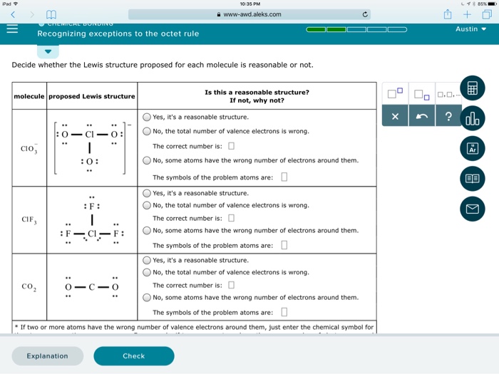 Solved Decide Whether The Lewis Structure Proposed For Each Chegg Com