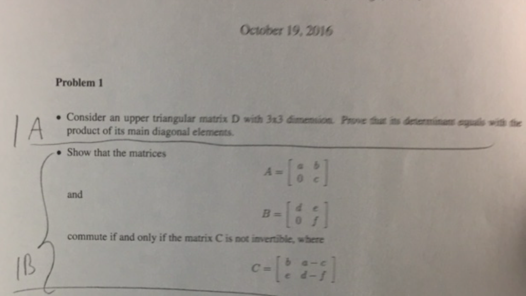 Solved Consider an upper triangular matrix D with 3 times 3 | Chegg.com