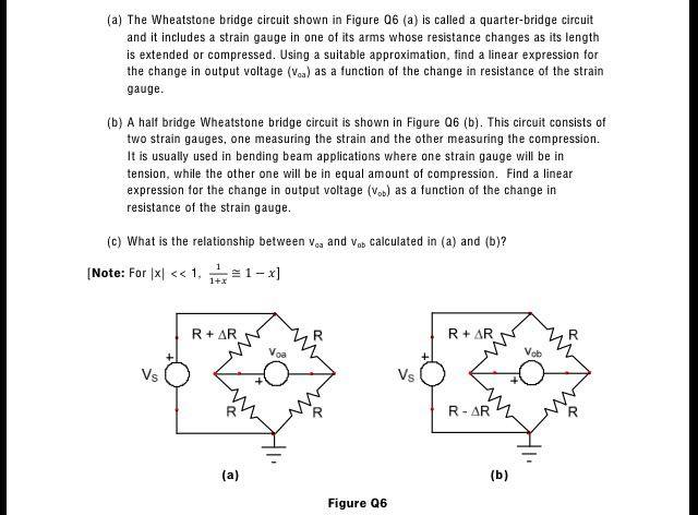 Solved The Wheatstone bridge circuit shown in Figure Q6 (a) | Chegg.com