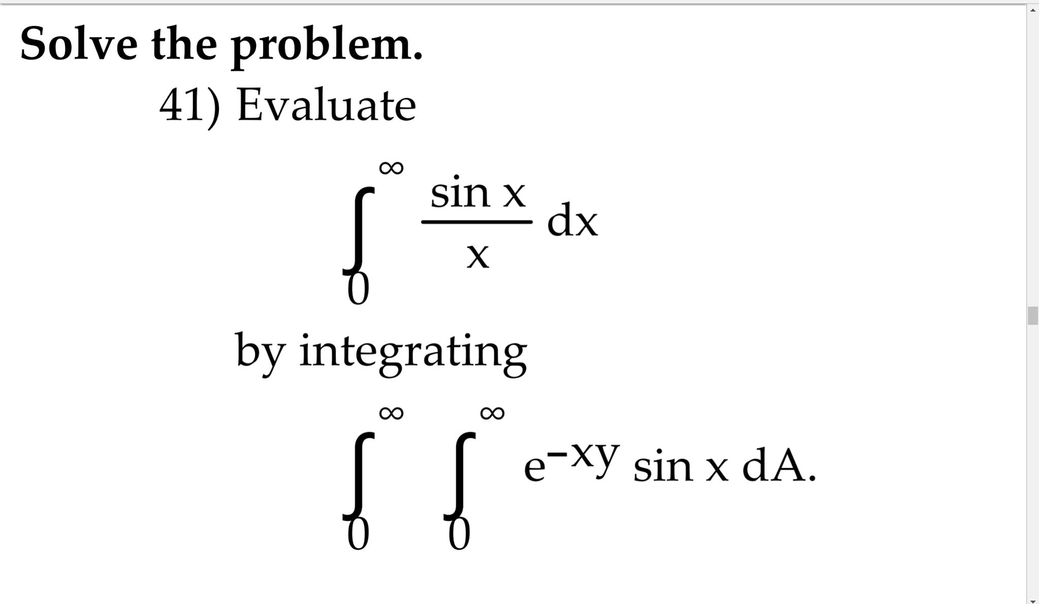 integral of sin^2x from 0 to infinity