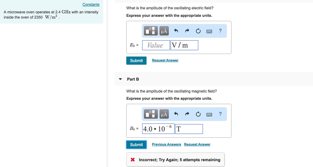 Solved What is the amplitude of the oscillating electric