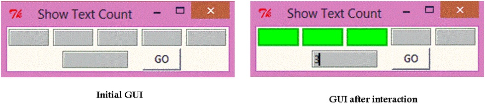 Consider the GUI below (5 Labels, an Entry box and a | Chegg.com