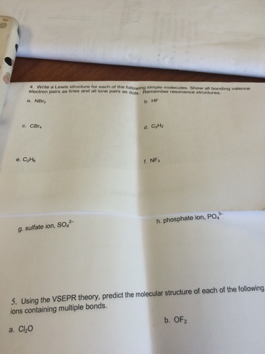 Solved Write a Lewis structure for each of the following | Chegg.com