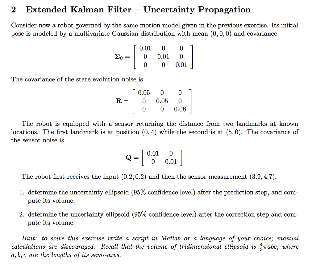 2 Extended Kalman Filter - Uncertainty Propagation | Chegg.com