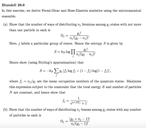 Solved Blundell 29.6 In this exercise, we derive Fermi-Dirac | Chegg.com
