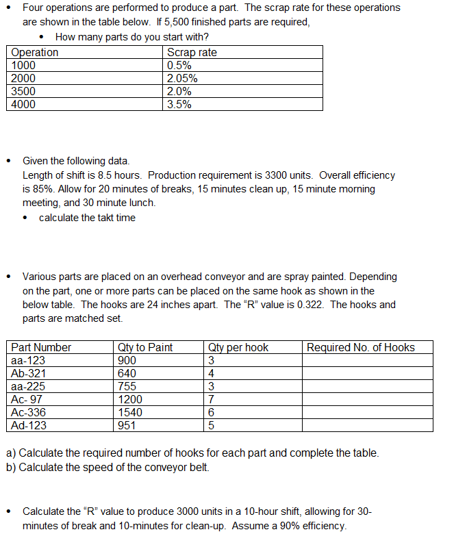 Four operations are performed to produce a part. The | Chegg.com