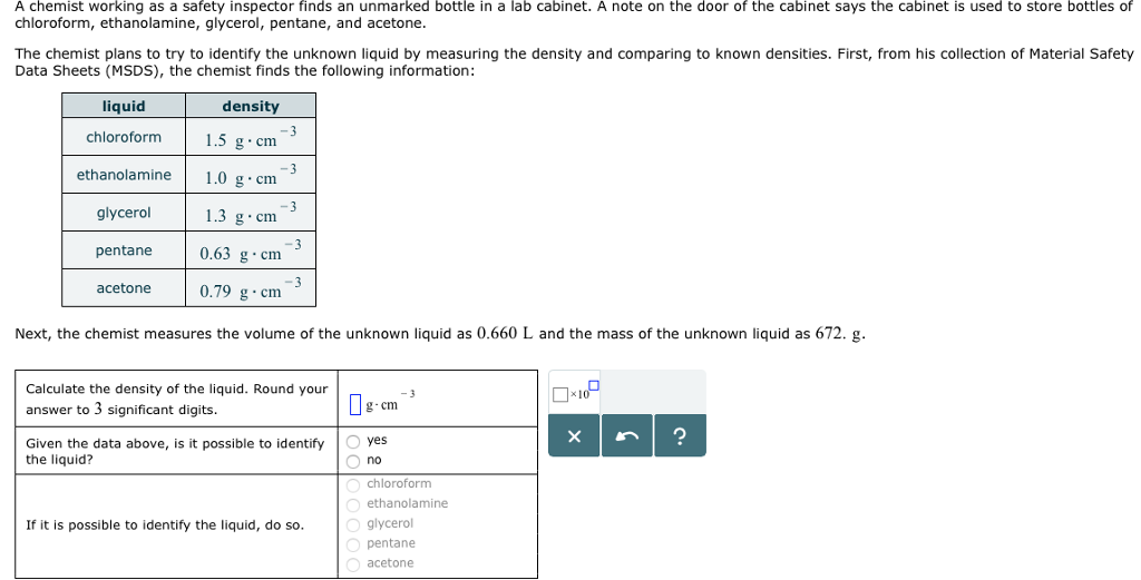 Solved A chemist working as a safety inspector finds an