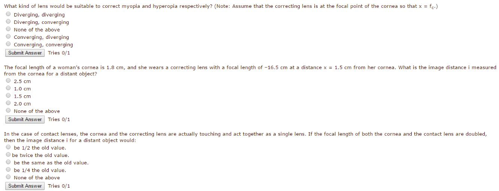 Solved Figure 1 shows a simplified model of the eye that is | Chegg.com