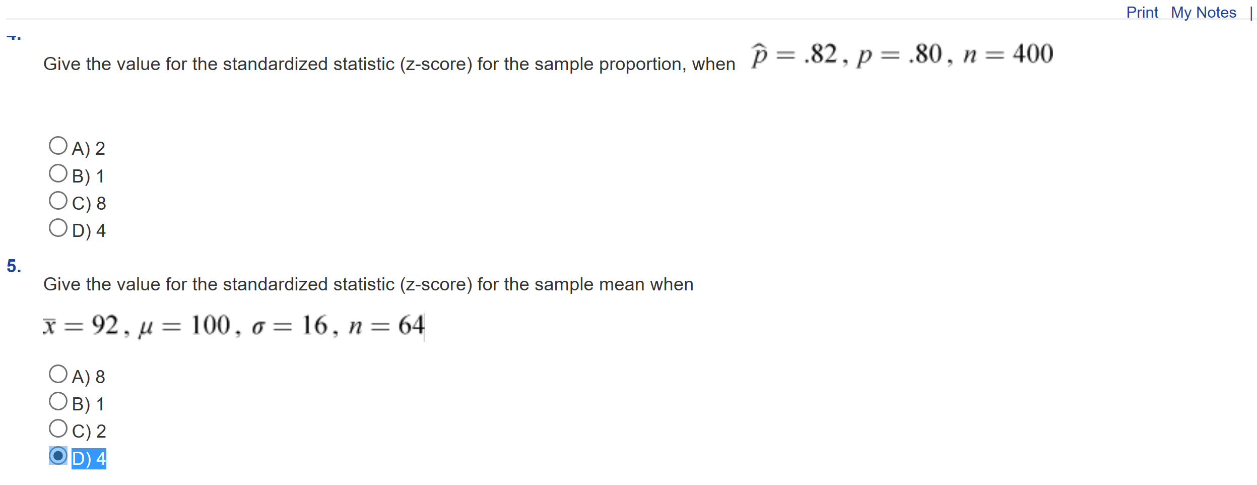 Solved Give the value for the standardized statistic