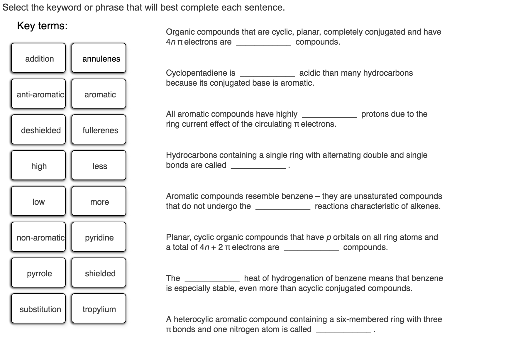 Solved Select the keyword or phrase that will best complete | Chegg.com