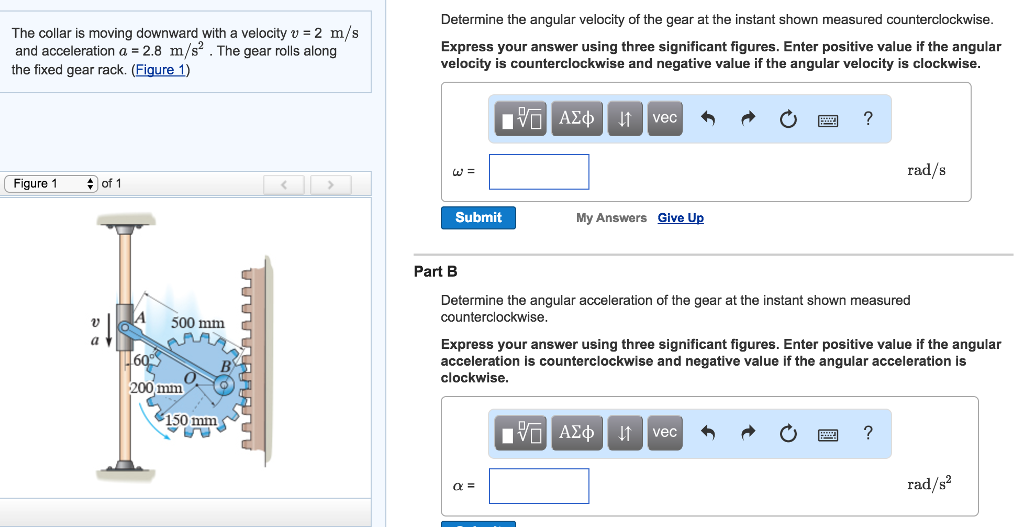 Solved The collar is moving downward with a velocity v = 2 | Chegg.com