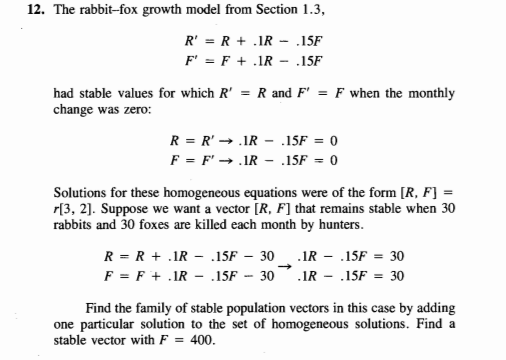 Solved 12. The rabit-growth model from section 1.3, R' = | Chegg.com