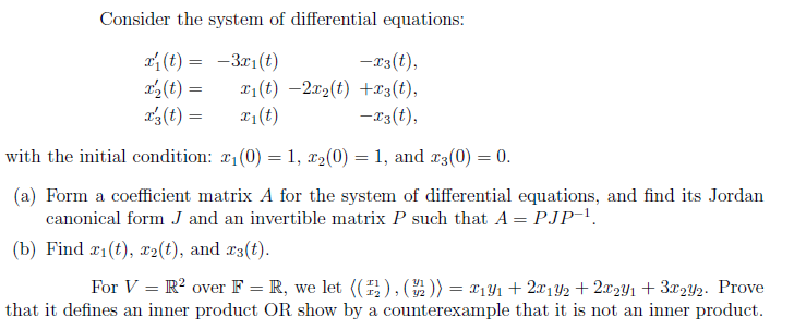 Solved Consider the system of differential equations: with | Chegg.com