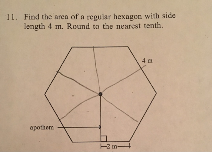 Solved Find the area of a regular hexagon with side length 4