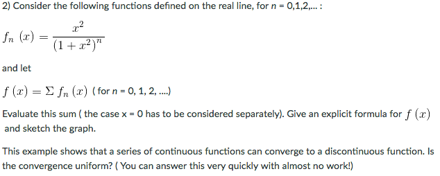 Solved Consider the following functions defined on the real | Chegg.com