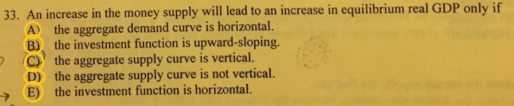 Solved 33. An increase in the money supply will lead to an | Chegg.com