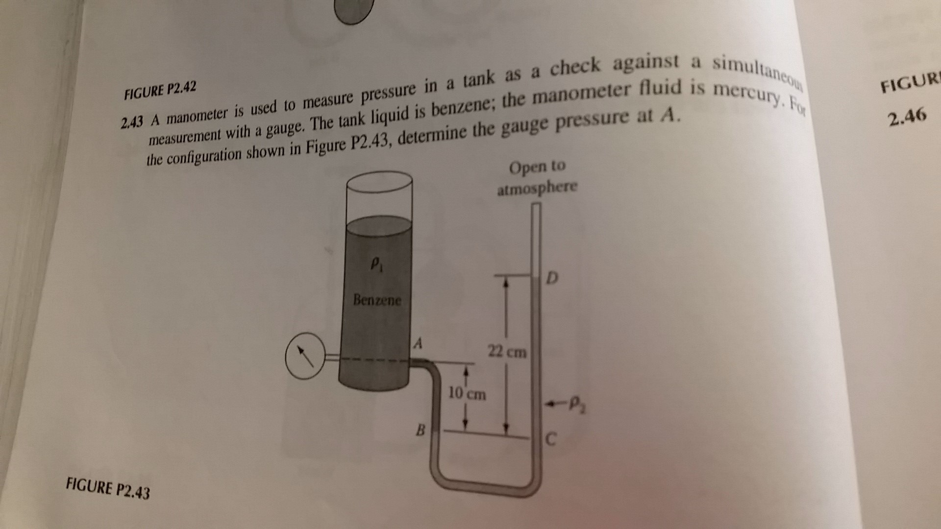 Solved A manometer is used to measure pressure in a tank as