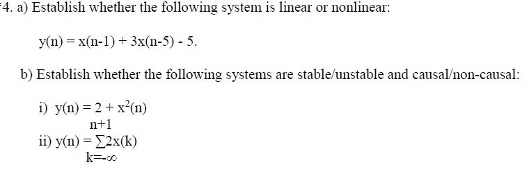 Solved Establish whether the following system is linear or | Chegg.com