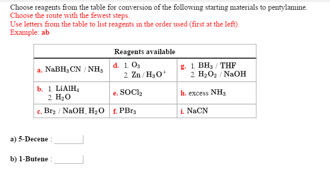 Solved Choose Reagents From The Table For Conversion Of The | Chegg.com